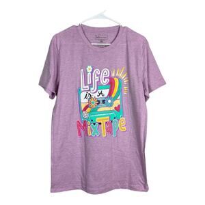 Lulu Mac Life is a Mix Tape Tee M Purple Retro Graphic T-Shirt